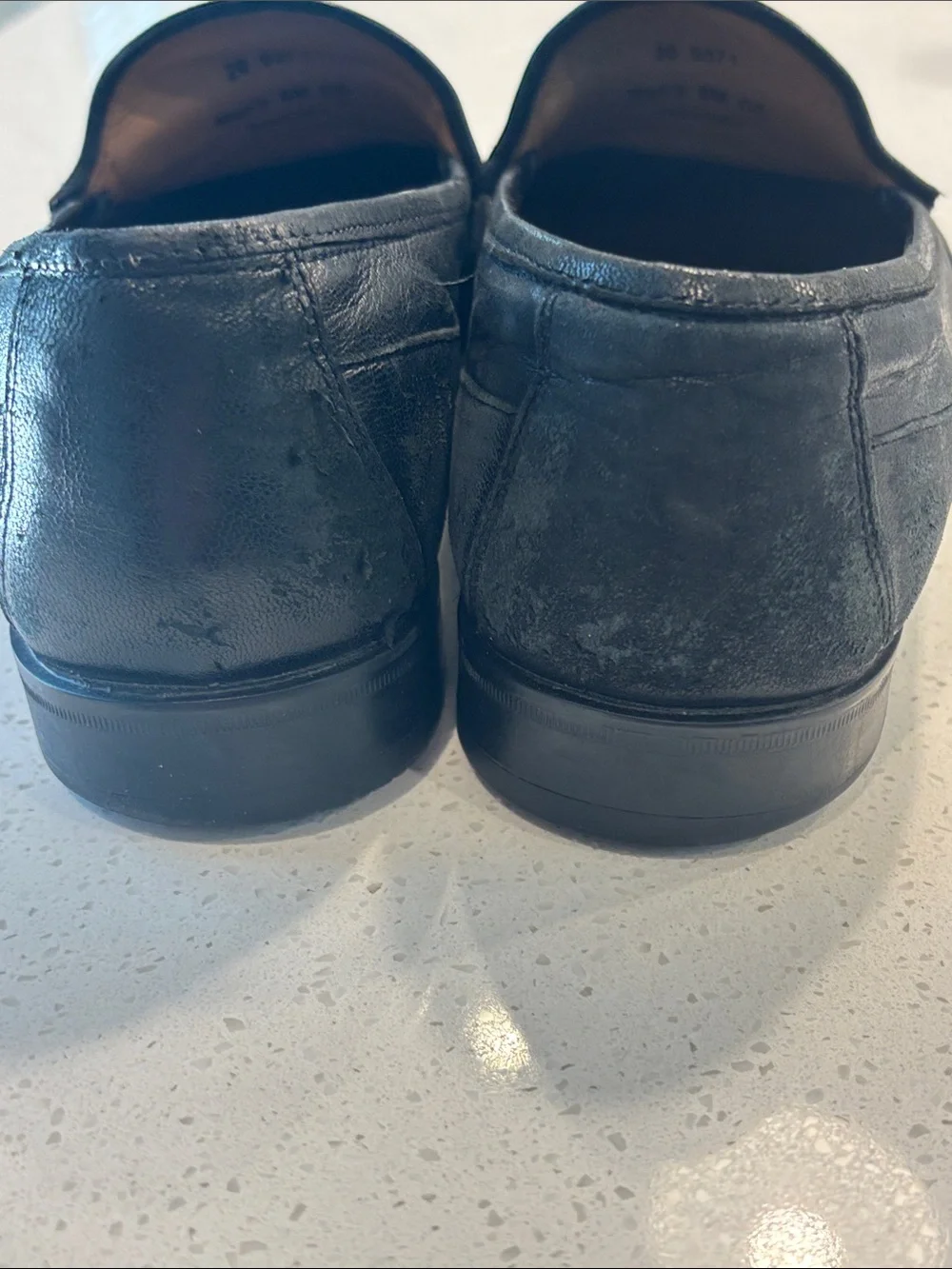 Johnston & Murphy Men's Black Woven Leather Tassel Loafers Sheepskin Size 8